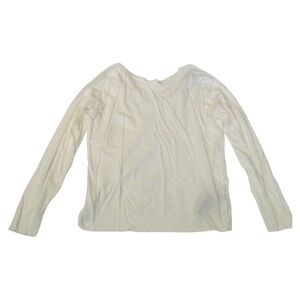 Massimo Dutti white long sleeve knit sweater blouse open back with criss cross